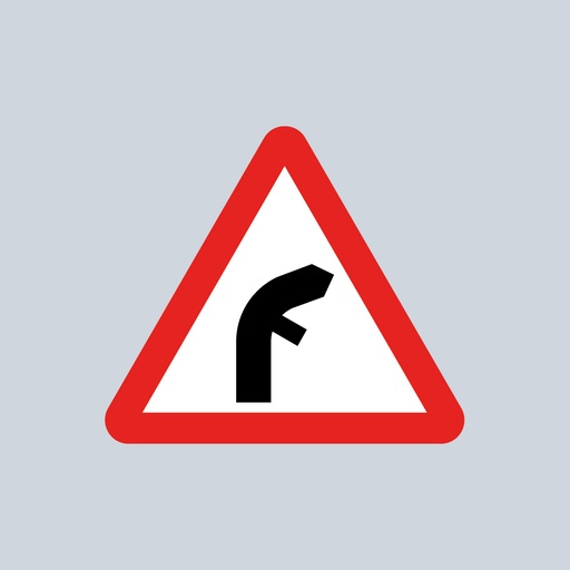 Triangular Sign 512.2 (Junction on Right Bend Ahead - inside)