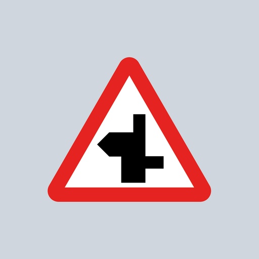 Triangular Sign 507.1 (Staggered Junction Ahead - Left Priority)