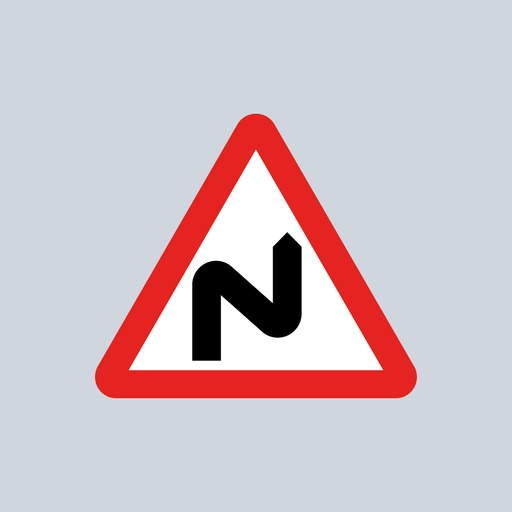 Triangular Sign 513 (Double Bend or Series of Bends Ahead - Right Bend First)
