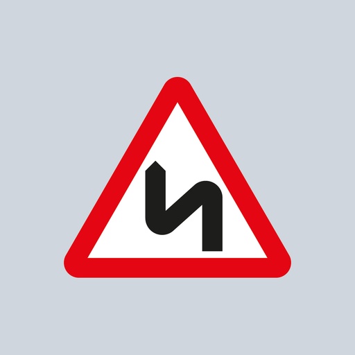 Triangular Sign 513 (Double Bend or Series of Bends Ahead - Left Bend First)