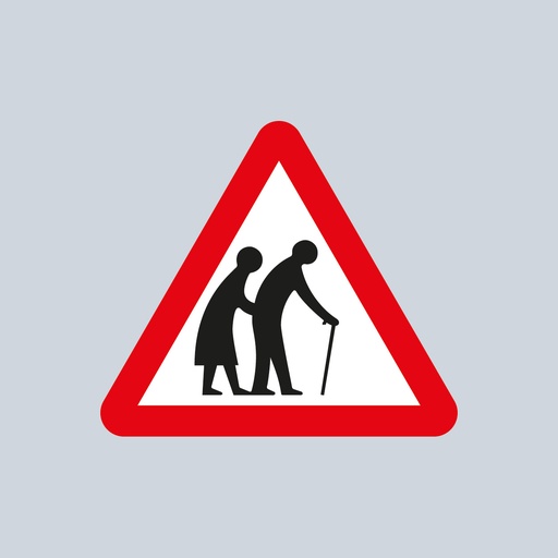 Triangular Sign 544.2 (Frail or Disabled Pedestrians Likely to Cross Ahead)