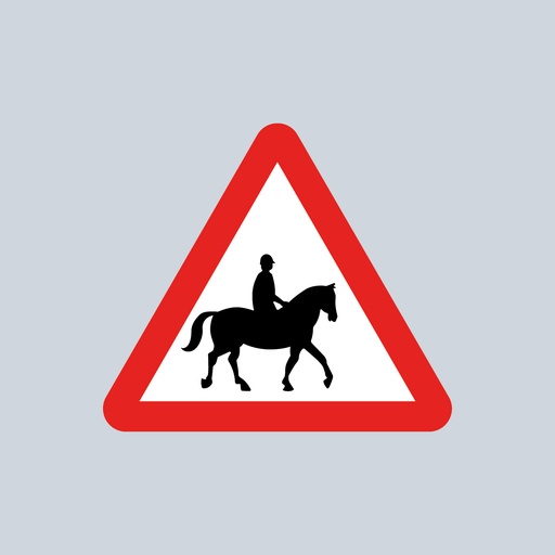 Triangular Sign 550.1 (Accompanied Horse or Ponies Likely to be in or crossing road ahead)