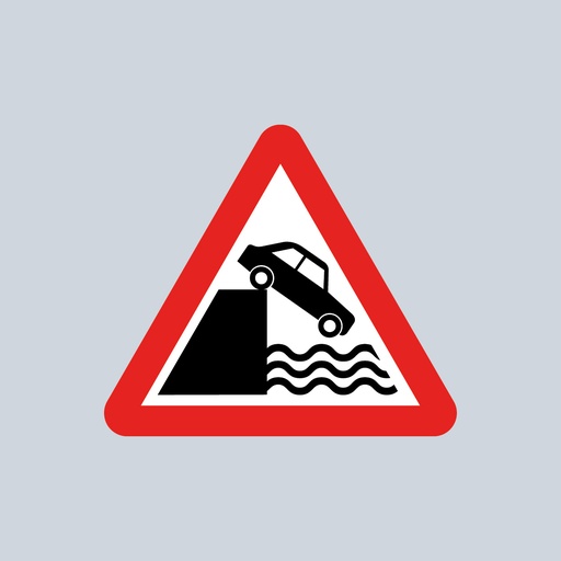 Triangular Sign 555 (Quayside or River Bank Ahead)
