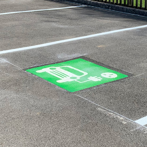 White lines, green EV bay