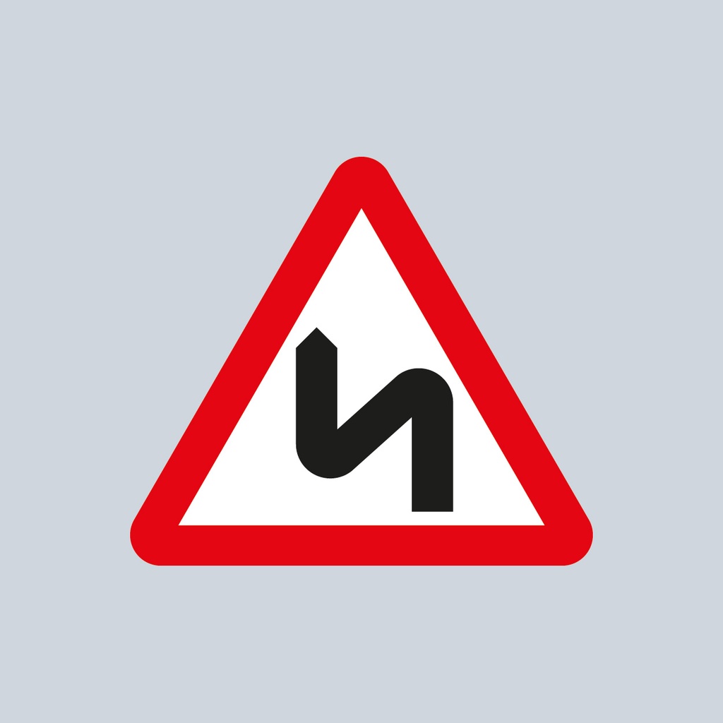 [TRTR513L-1200] Triangular Sign 513 (Double Bend or Series of Bends Ahead - Left Bend First) (1200mm x 1200mm)