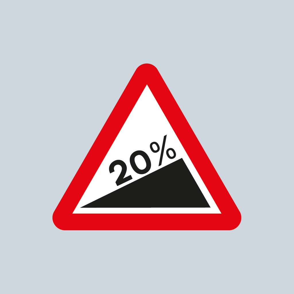 [TRTR524.1-3030-20] Triangular Sign 524.1 (Steep Hill Upwards Ahead 20%- enquire for other gradients) (3030mm x 1200mm)
