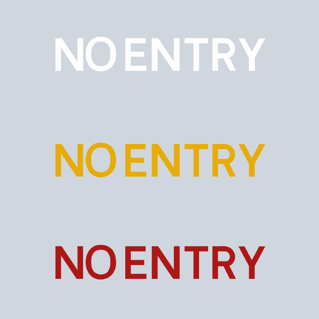 Preformed Thermoplastic Letters 'NO ENTRY'