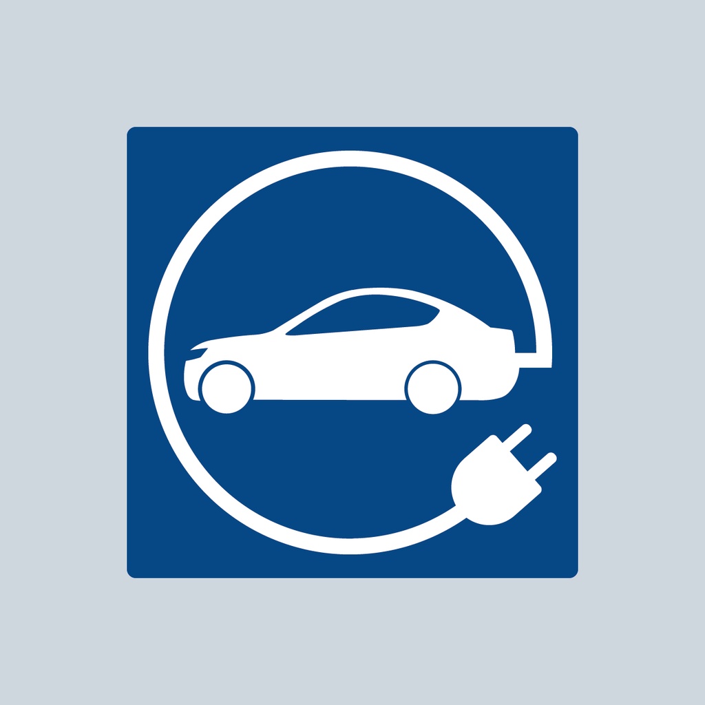 [TREV002-1000B] Electric Car Charging Symbol 2 (Dark Blue, 1000mm)