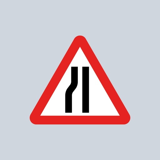 Triangular Sign 517 (Road Narrows on Left ahead) 